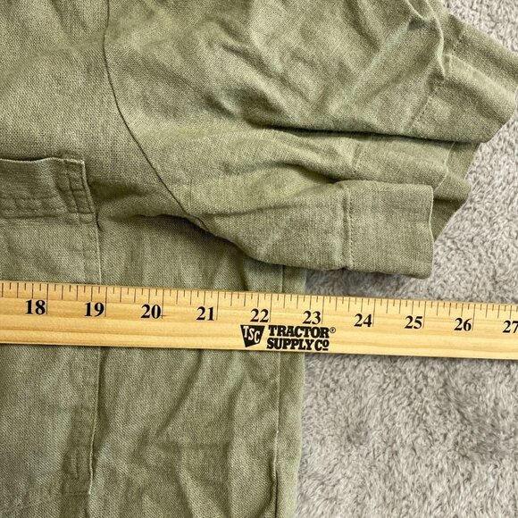 NWOT Buffalo David Bitton Women's L Short Sleeve  Linen Blend Button up Crop - Picture 6 of 9